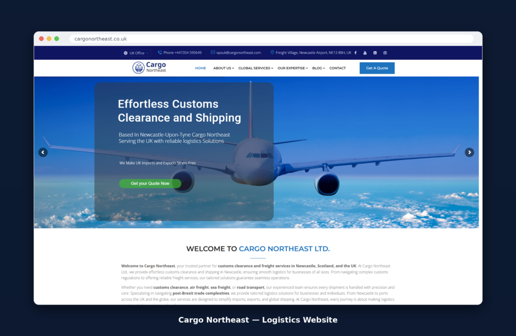 Cargo Northeast – Logistics Website