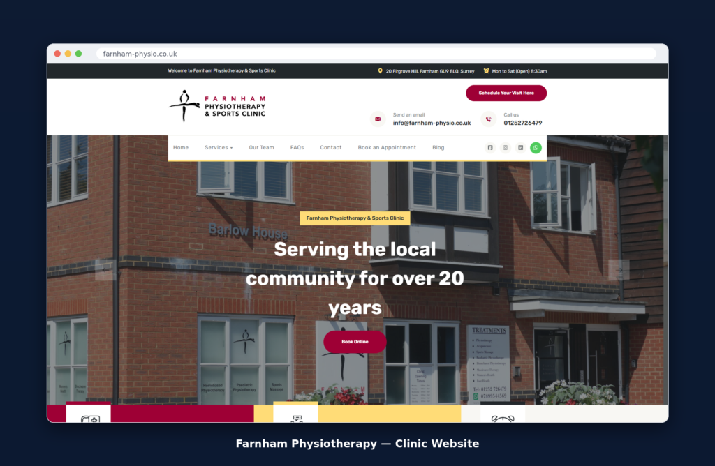 Farnham Physiotherapy – Clinic Website