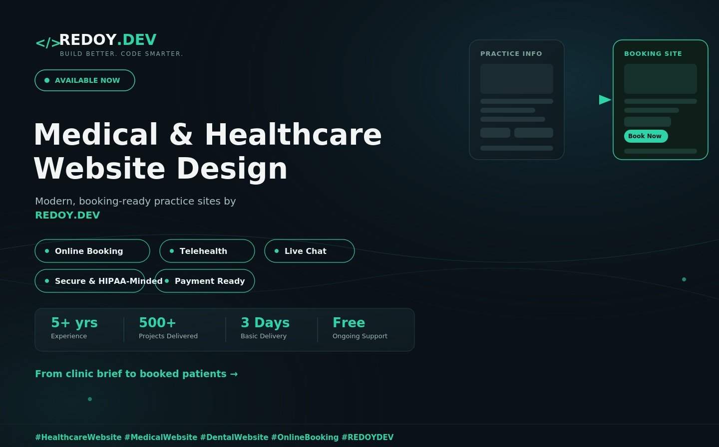 Medical & Healthcare Website Design A Modern, Secure Site With Online Booking Built In