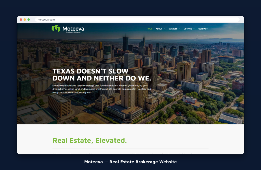 Moteeva – Real Estate Brokeage Website