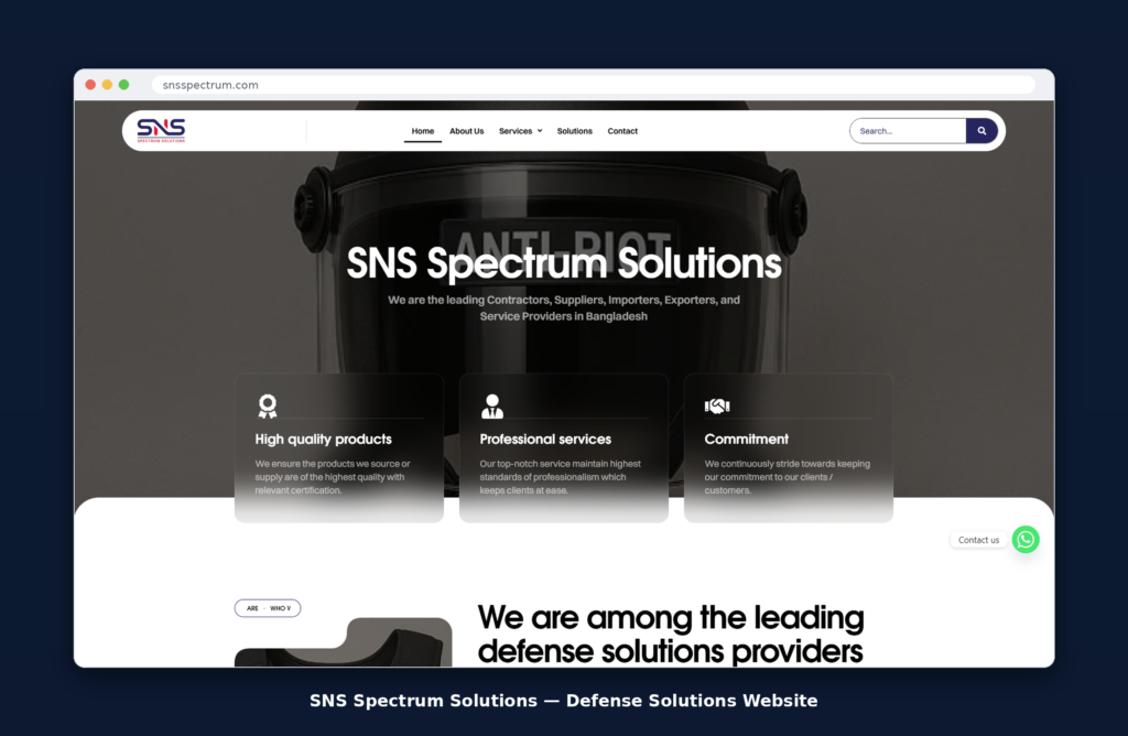 SNS Spectrum Solutions – Defense Solution Website
